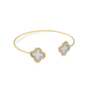 Two-Tone Celtic Style Expandable Bangle Cuff Bracelet